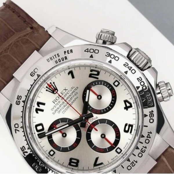 Rolex Daytona 116519 White Gold Racing Dial Brown Leather strap 40mm Mens Replica Watch - Image 4