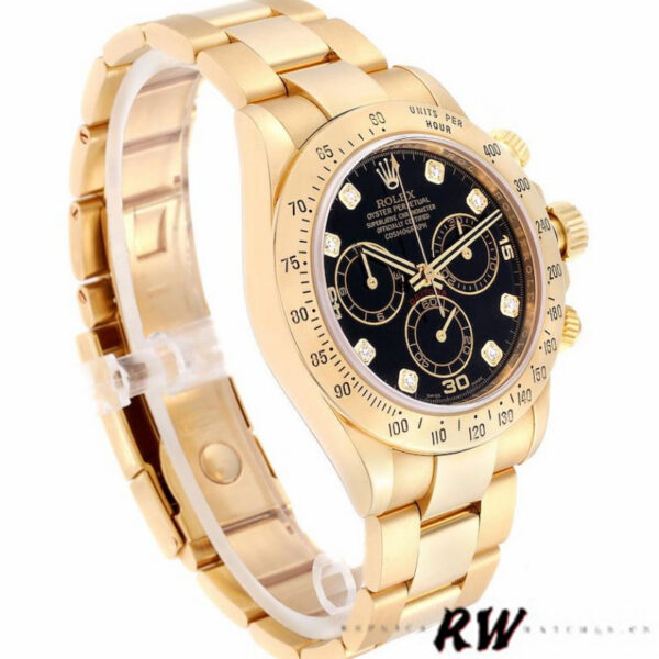 Rolex Cosmograph Daytona 116528 Black Diamond Dial 40MM Mens Replica Watch - Image 2
