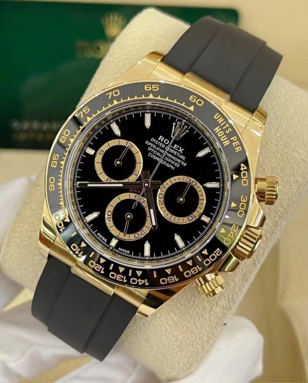 Rolex Daytona 116518LN Yellow Gold Black Diamond Dial 40mm Mens Replica Watch - Image 2