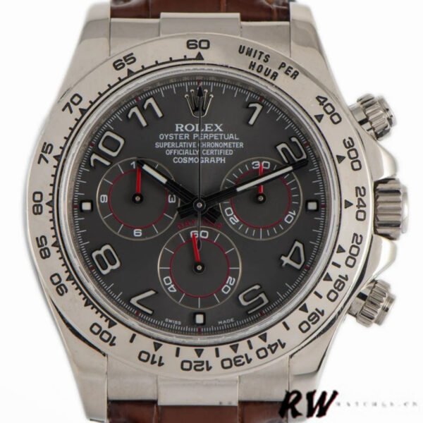 Rolex Daytona 116519 White Gold Grey Dial 40mm Mens Replica Watch - Image 2