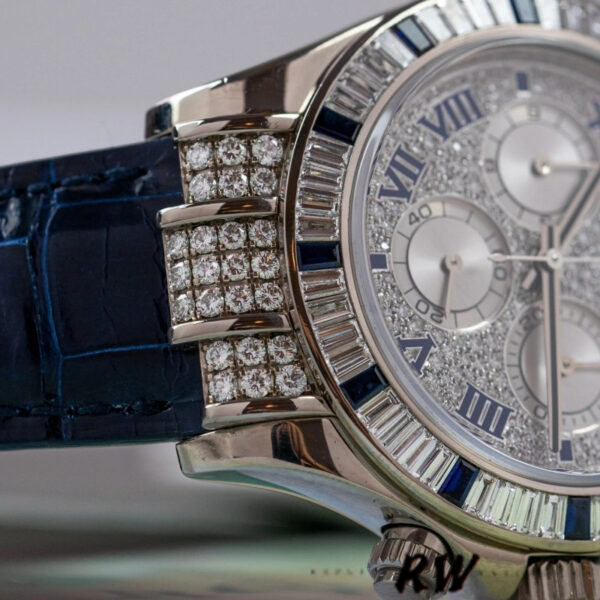 Rolex Daytona 116599 pave diamond dial Blue Leather Strap 40mm Mens Replica Watch - Image 4