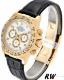 Rolex Daytona 116518 Black Leather Strap White Dial 40mm Mens Replica Watch - Image 3