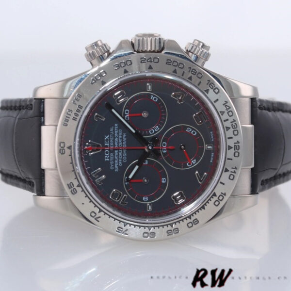 Rolex Daytona 116519 Black Racing Dial Leather strap 40mm Mens Replica Watch - Image 4