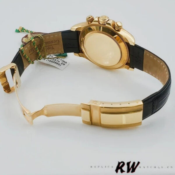 Rolex Daytona 116518 Black Leather Strap White Dial 40mm Mens Replica Watch - Image 5