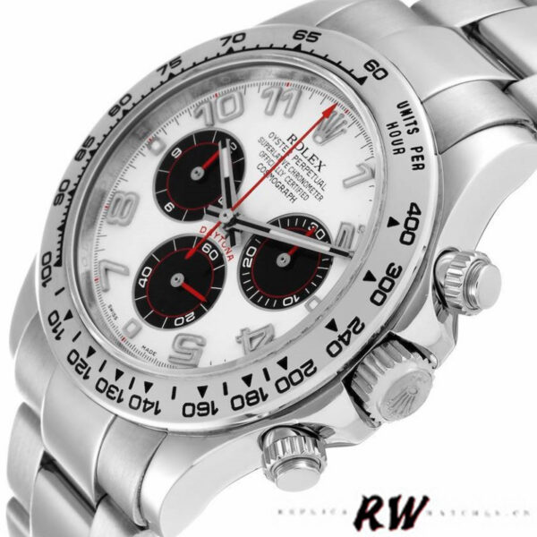 Rolex Cosmograph Daytona 116509 White Arabic Dial White Gold 40MM Mens Replica Watch - Image 4