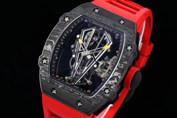 Replica RM 27-03 Rafael Nadal Black Tourbillon Red Rubber Strap - Image 3