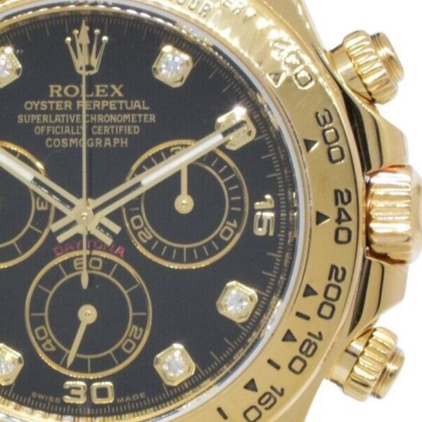 Rolex Daytona 116518 Black Diamond Dial Black Leather strap 40mm Mens Replica Watch - Image 5