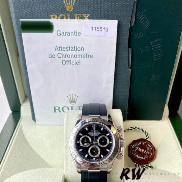 Rolex Daytona 116519 Black Dial Black Rubber strap 40mm Mens Replica Watch - Image 2