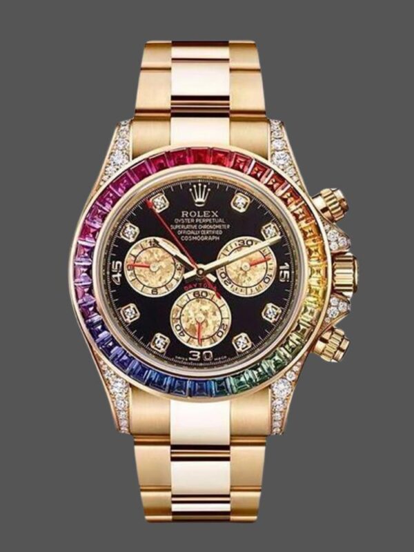 Rolex Daytona 116598 Yellow Gold Black Diamond Dial 40MM Mens Replica Watch