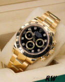 Rolex Daytona 116508 Yellow Gold Black Diamond Dial 40MM Mens Replica Watch - Image 2