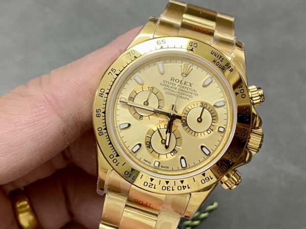 Rolex Daytona 116508 Yellow Gold Champagne Index Dial 40MM Mens Replica Watch - Image 5