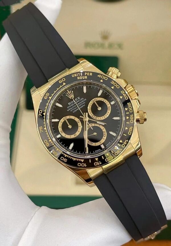 Rolex Daytona 116518LN Yellow Gold Black Diamond Dial 40mm Mens Replica Watch - Image 5