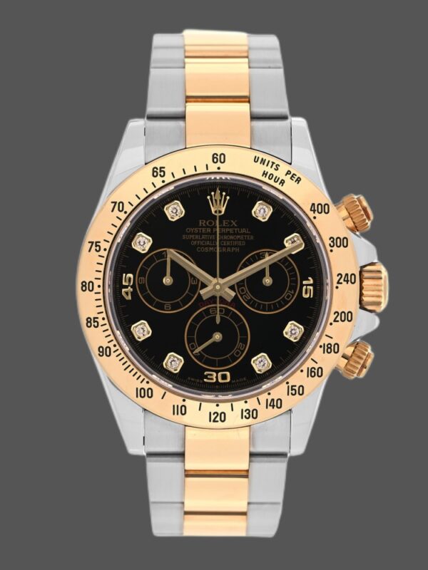 Rolex Daytona 116523 Stainless Steel Black Diamond Dial 40mm Mens Replica Watch