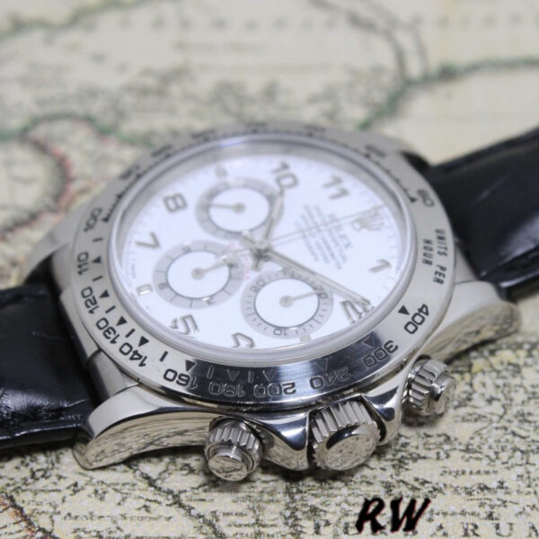 Rolex Daytona 16519 White Dial Black Leather strap 40mm Mens Replica Watch - Image 4