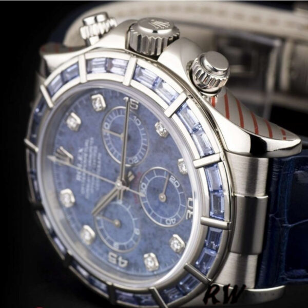 Rolex Daytona 116589BR Sodalite Dial Baguette Diamond Bezel 40mm Mens Replica Watch - Image 3