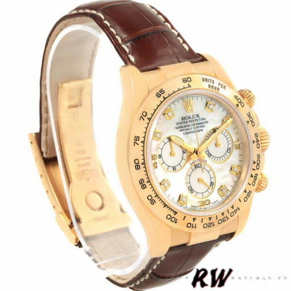 Rolex Daytona 116518 MOP Diamond Dial Brown Leather strap 40mm Mens Replica Watch - Image 2