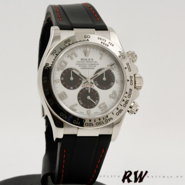 Rolex Daytona 116519 Panda Dial Black Rubber Strap 40mm Mens Replica Watch - Image 2