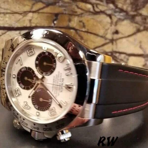 Rolex Daytona 116519 Panda Dial Black Rubber Strap 40mm Mens Replica Watch - Image 4