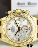 Rolex Daytona 116518 MOP Diamond Dial Yellow Gold 40mm Mens Replica Watch - Image 3