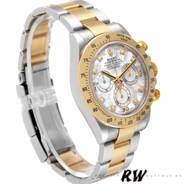 Rolex Cosmograph Daytona 116523 Diamond Mother of Pearl Dial 40mm Mens Replica Watch - Image 3