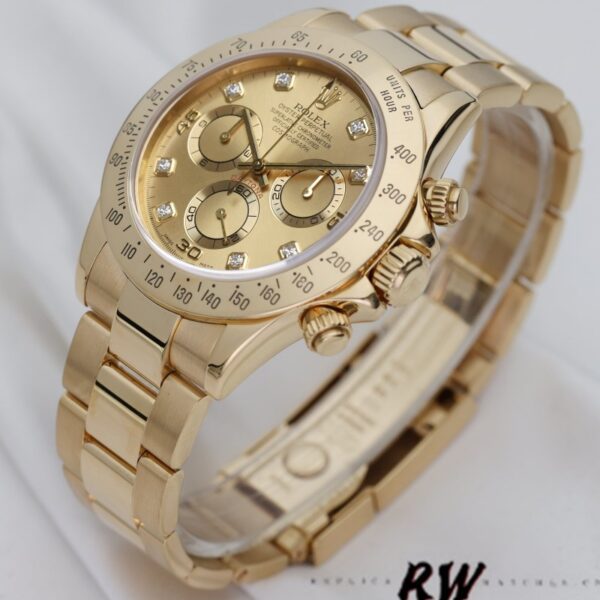 Rolex Cosmograph Daytona 116528 Champagne Diamond Dial 40mm Mens Replica Watch - Image 3