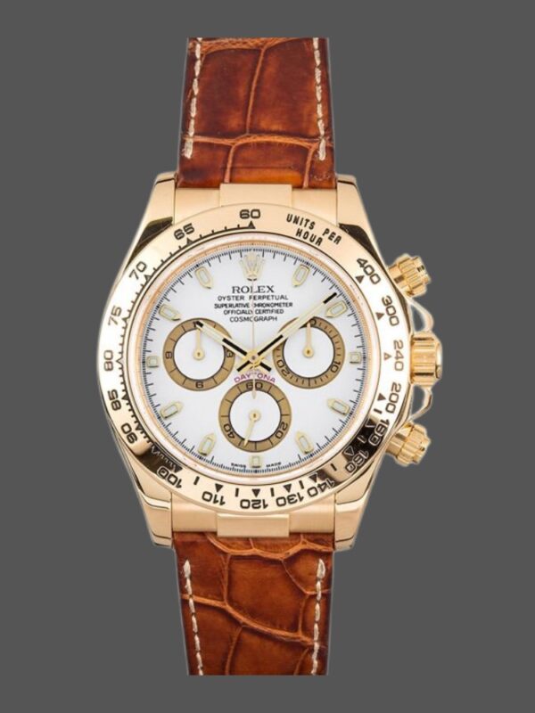 Rolex Daytona 116518 Yellow Gold Automatic White Dial 40mm Mens Replica Watch