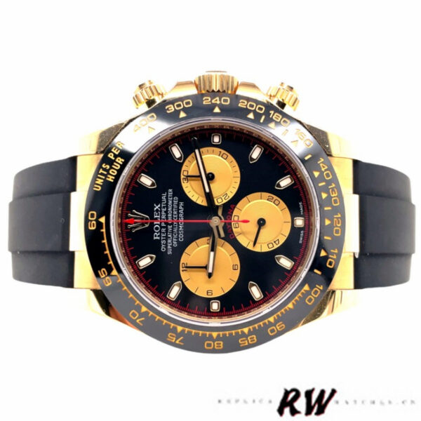 Rolex Daytona 116528LN Black Dial Rubber strap 40mm Mens Replica Watch - Image 4