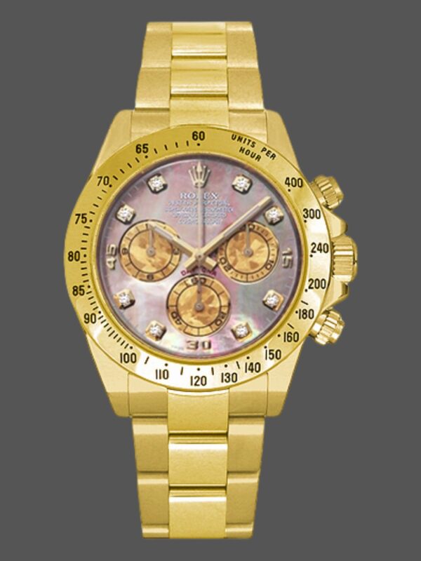 Rolex Cosmograph Daytona 116528 Black MOP Diamond Dial 40MM Mens Replica Watch