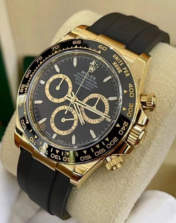 Rolex Daytona 116518LN Yellow Gold Black Diamond Dial 40mm Mens Replica Watch - Image 3