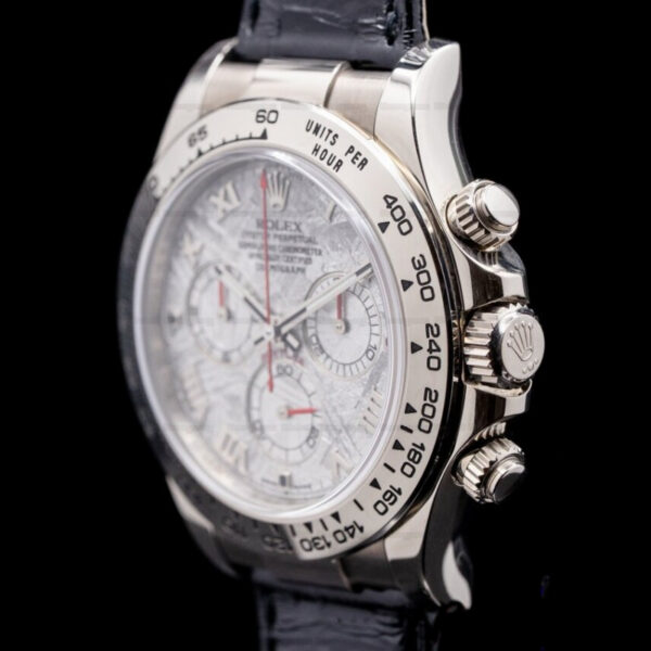 Rolex Daytona 116519 Black Leather strap Meteorite Dial 40mm Mens Replica Watch - Image 3