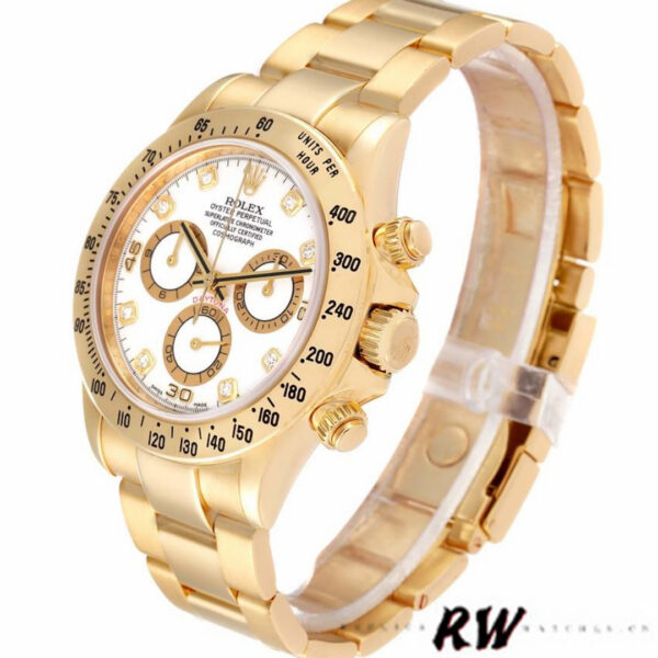 Rolex Cosmograph Daytona 116528 White Diamond Dial 40MM Mens Replica Watch - Image 3
