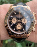 Rolex Cosmograph Daytona 116515 Leather strap Black Dial 40mm Mens Replica Watch - Image 2