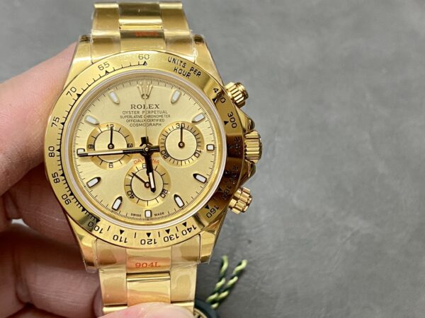 Rolex Daytona 116508 Yellow Gold Champagne Index Dial 40MM Mens Replica Watch - Image 3