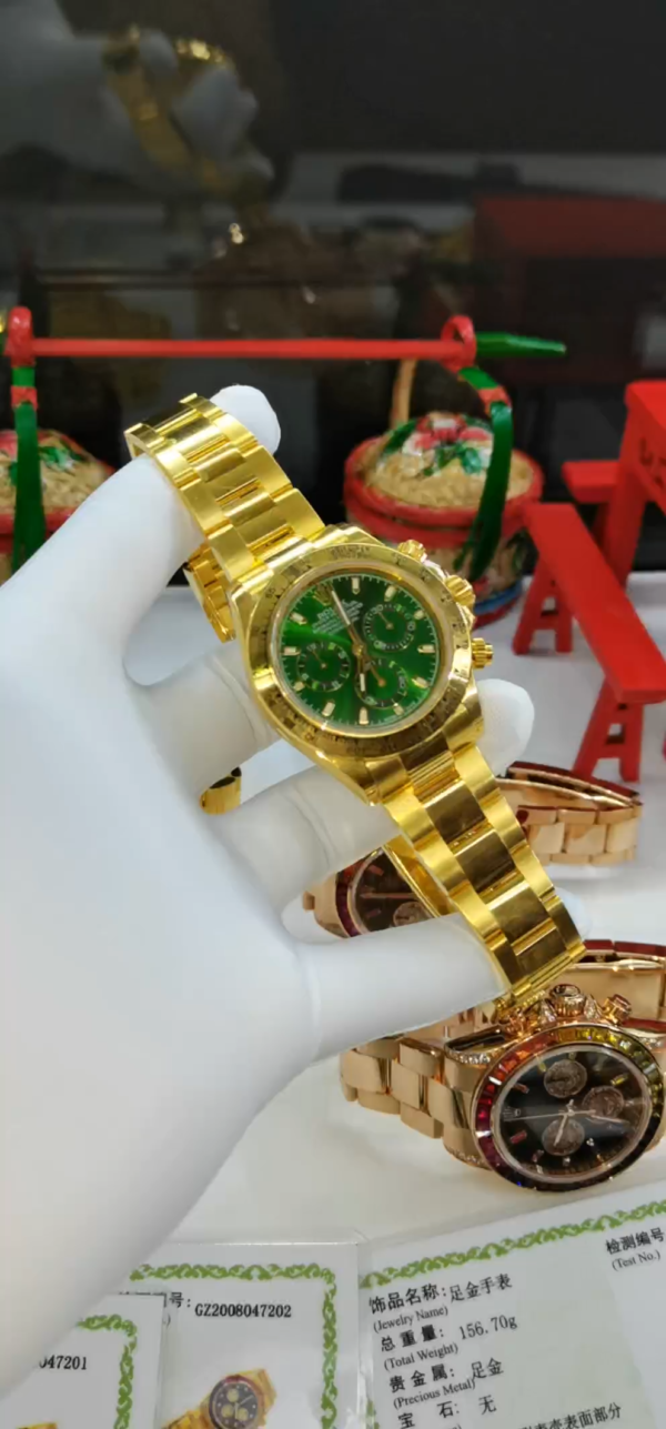 Rolex Daytona 116508 Yellow Gold Green Index Dial 40MM Mens Replica Watch - Image 2