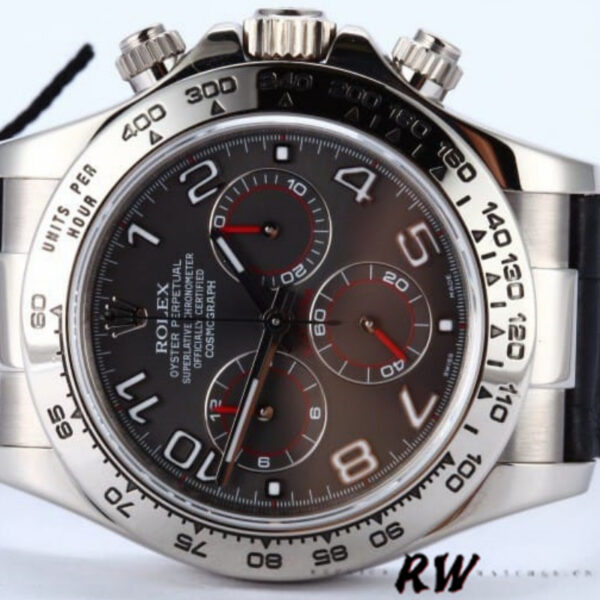 Rolex Cosmograph Daytona 116519 Gray dial Black Leather Strap 40mm Mens Replica Watch - Image 3