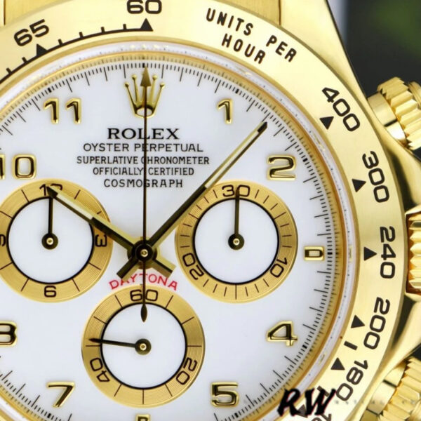 Rolex Daytona 116518 Yellow Gold White Dial 40mm Mens Replica Watch - Image 5