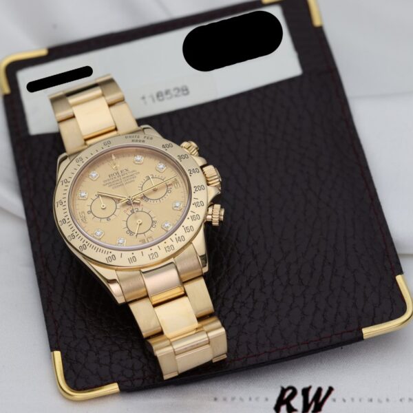 Rolex Cosmograph Daytona 116528 Champagne Diamond Dial 40mm Mens Replica Watch - Image 6