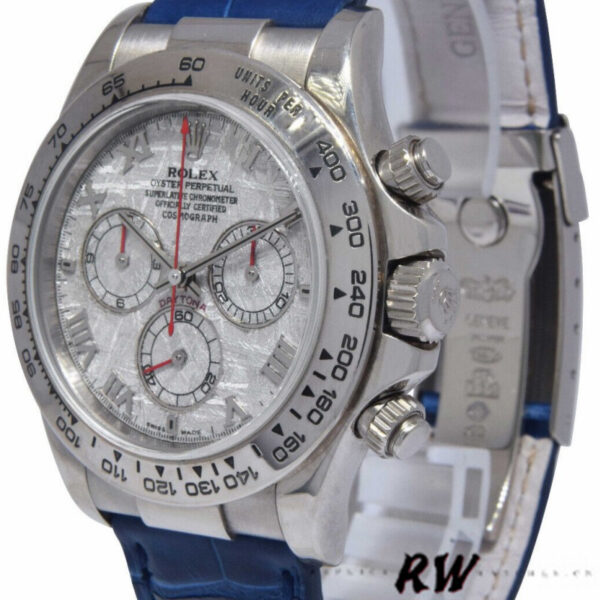 Rolex Daytona 116519 Blue Leather strap Meteorite Dial 40mm Mens Replica Watch - Image 4