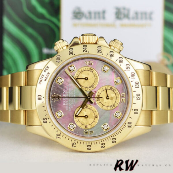 Rolex Cosmograph Daytona 116528 Black MOP Diamond Dial 40MM Mens Replica Watch - Image 5