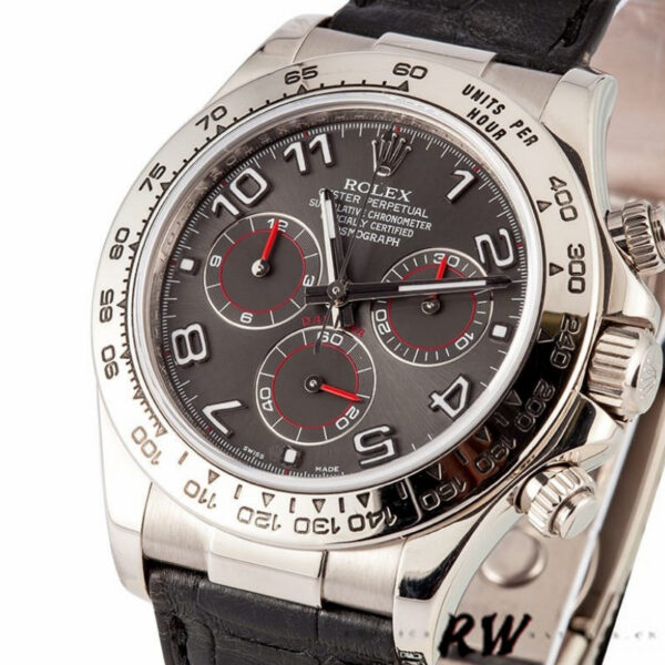 Rolex Cosmograph Daytona 116519 Gray dial Black Leather Strap 40mm Mens Replica Watch - Image 2
