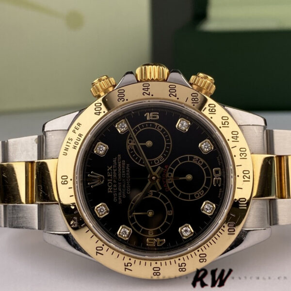 Rolex Daytona 116523 Stainless Steel Black Diamond Dial 40mm Mens Replica Watch - Image 4