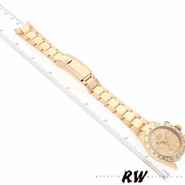 Rolex Daytona 116508 Yellow Gold Champagne Diamond Dial 40MM Mens Replica Watch - Image 6