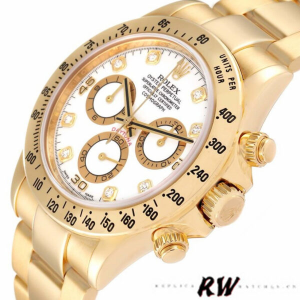 Rolex Cosmograph Daytona 116528 White Diamond Dial 40MM Mens Replica Watch - Image 4