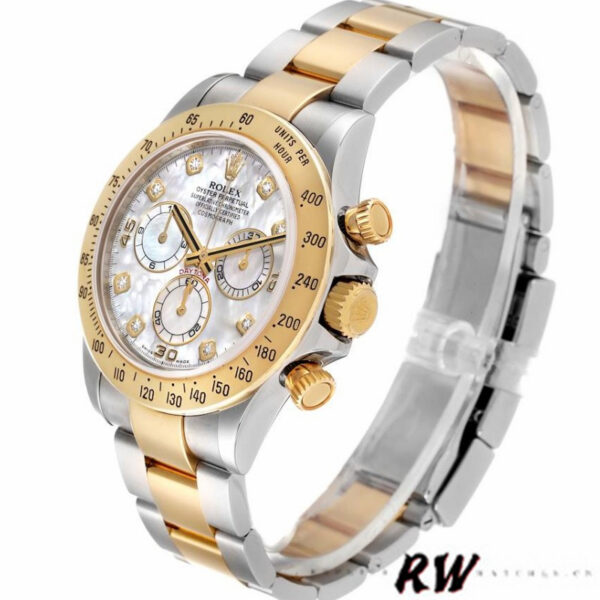 Rolex Cosmograph Daytona 116523 Diamond Mother of Pearl Dial 40mm Mens Replica Watch - Image 4