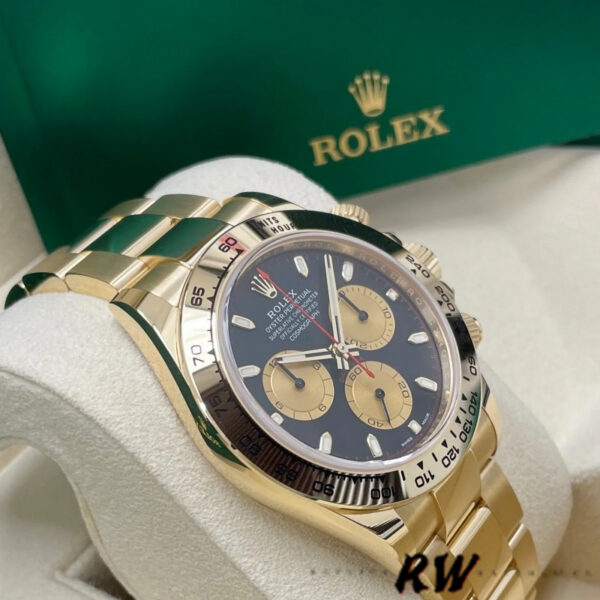 Rolex Daytona 116528 Yellow Gold Black Paul Newman Dial 40mm Mens Replica Watch - Image 2