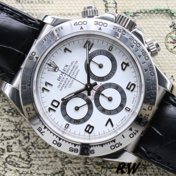 Rolex Daytona 16519 White Dial Black Leather strap 40mm Mens Replica Watch - Image 3
