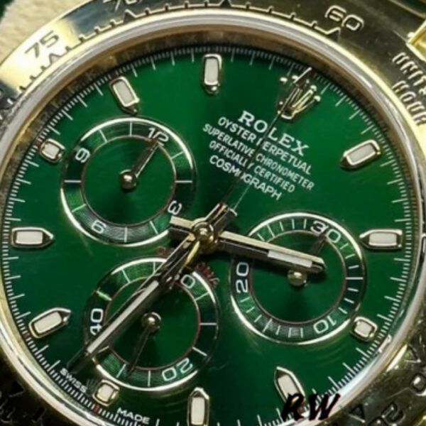 Rolex Daytona 116508 Yellow Gold Green Index Dial 40MM Mens Replica Watch - Image 5