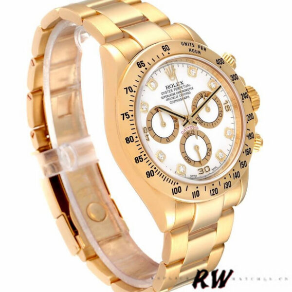 Rolex Cosmograph Daytona 116528 White Diamond Dial 40MM Mens Replica Watch - Image 2
