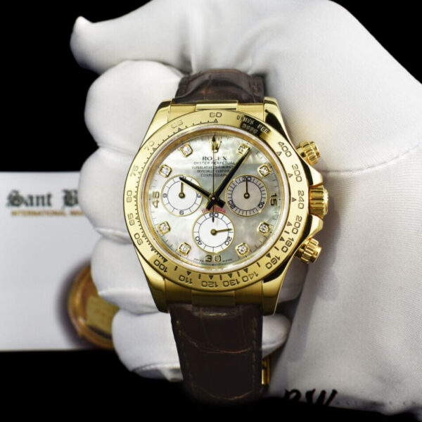 Rolex Daytona 116518 MOP Diamond Dial Yellow Gold 40mm Mens Replica Watch - Image 2