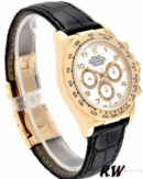 Rolex Daytona 116518 Black Leather Strap White Dial 40mm Mens Replica Watch - Image 2